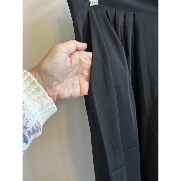 Wide Leg Satin Capris Pants Black Casual Pull On Dress Pant NWT Retail $98 Med - Picture 7 of 10